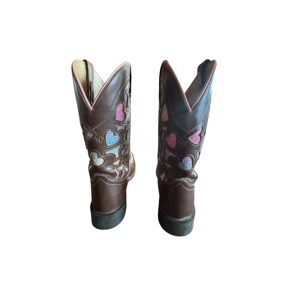 Shyanne Faux Leather Girl's Size 5 Mi Amor Glitter Heart Inlay Western Boots